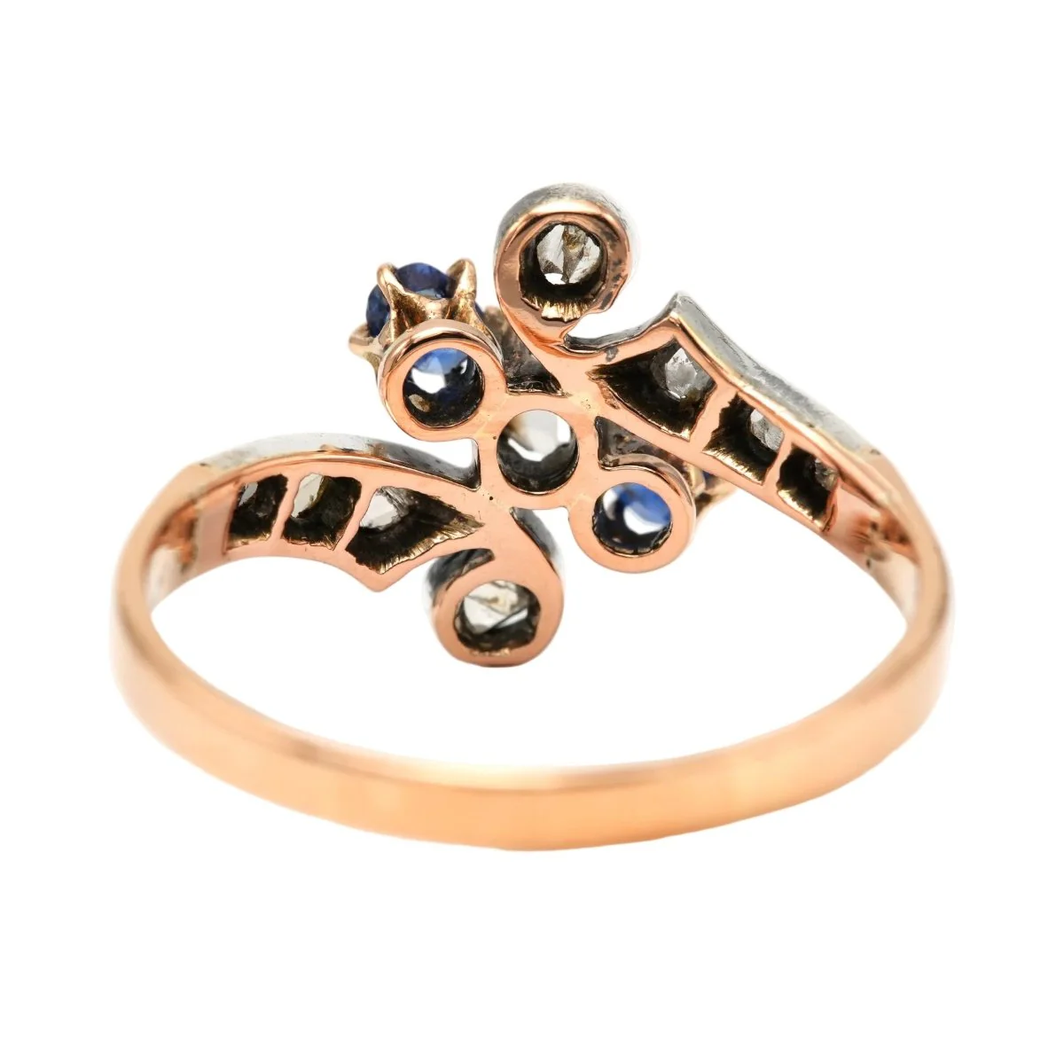 Ring in white gold, yellow gold, sapphires and diamonds. - Image 4
