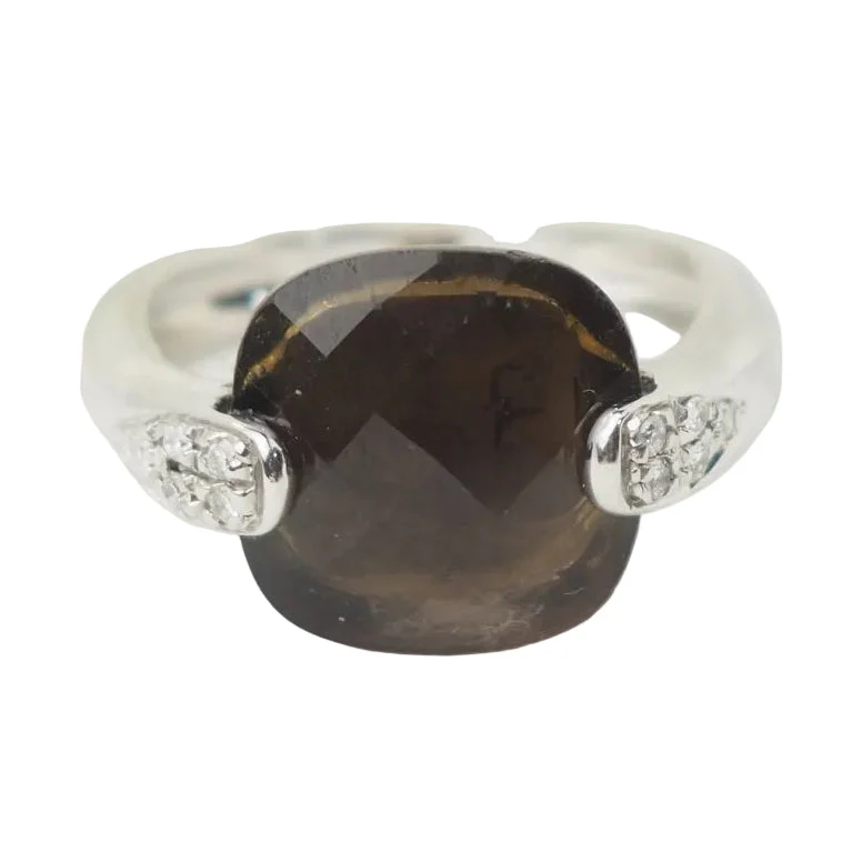 Ring Trilogy in white gold, quartz and diamonds
