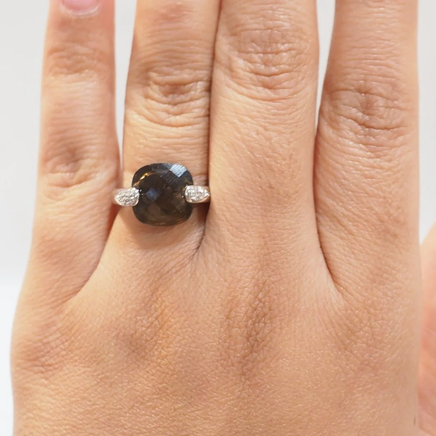 Ring Trilogy in white gold, quartz and diamonds - Image 2