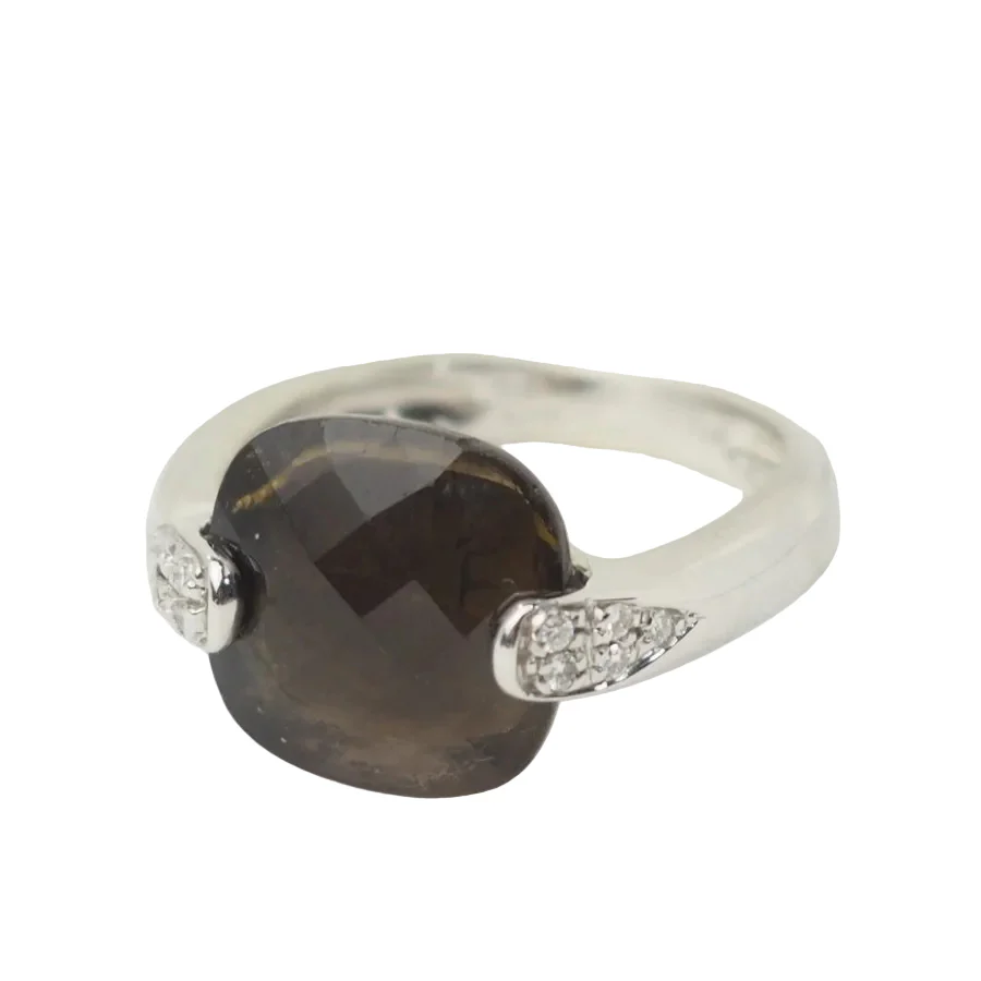 Ring Trilogy in white gold, quartz and diamonds - Image 3
