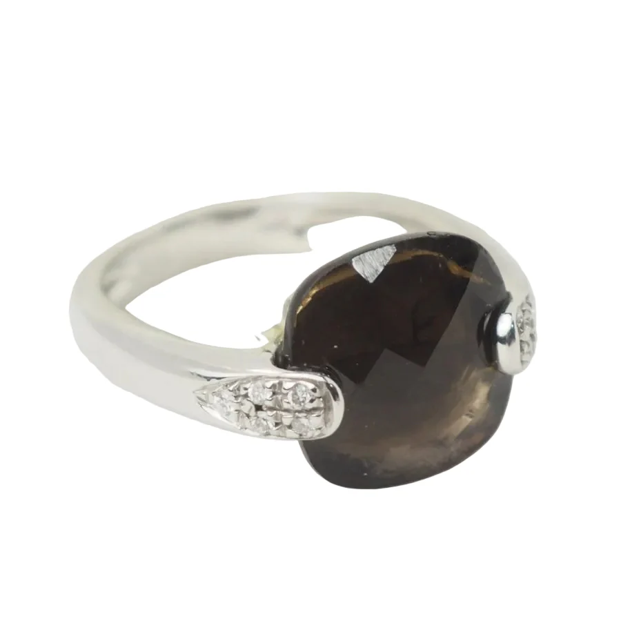 Ring Trilogy in white gold, quartz and diamonds - Image 5