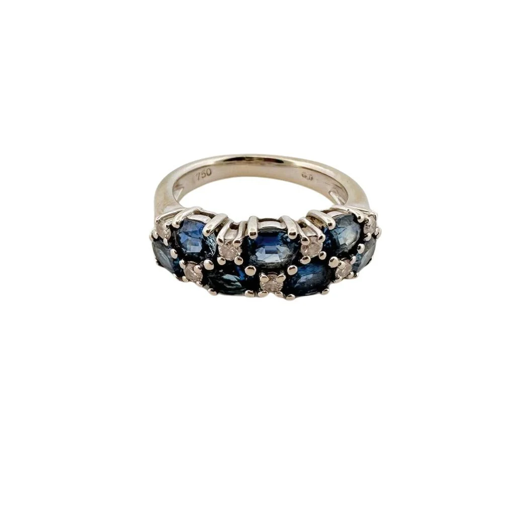 White gold, sapphires and diamonds ring - Image 2