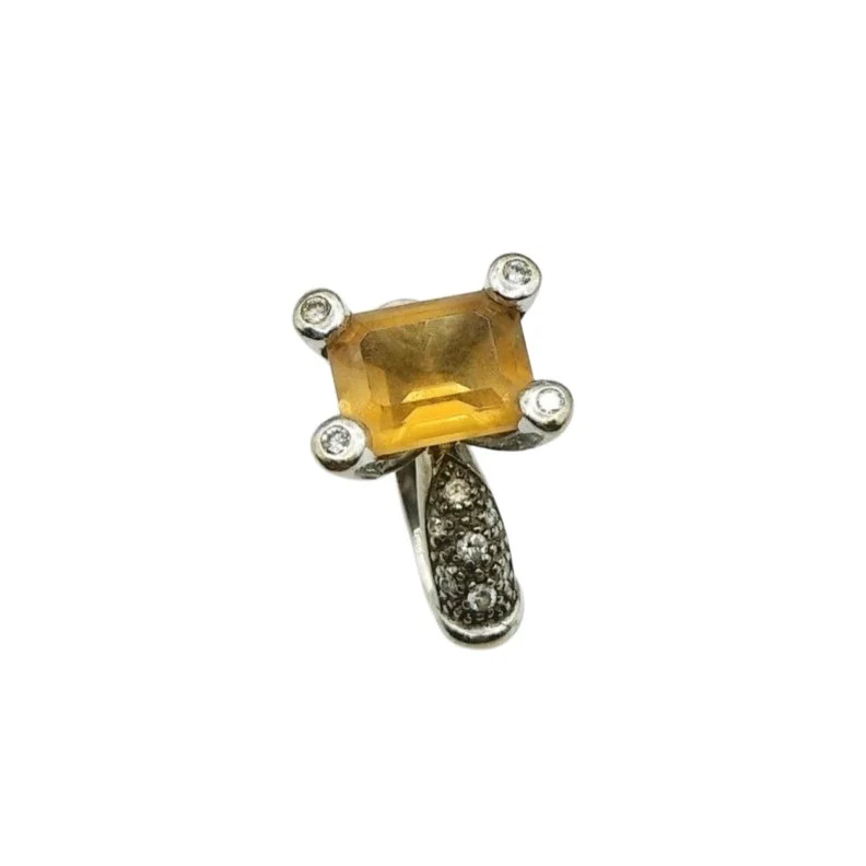 Solitaire ring in white gold and citrine - Image 3
