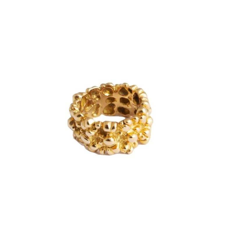 “Boules Rocaille” ring in yellow gold