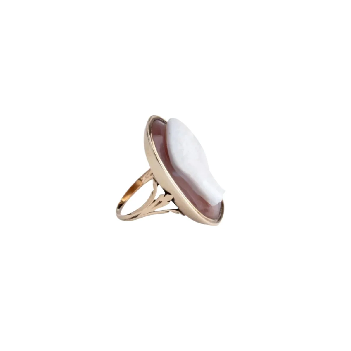 Yellow gold and agate cameo ring - Image 3