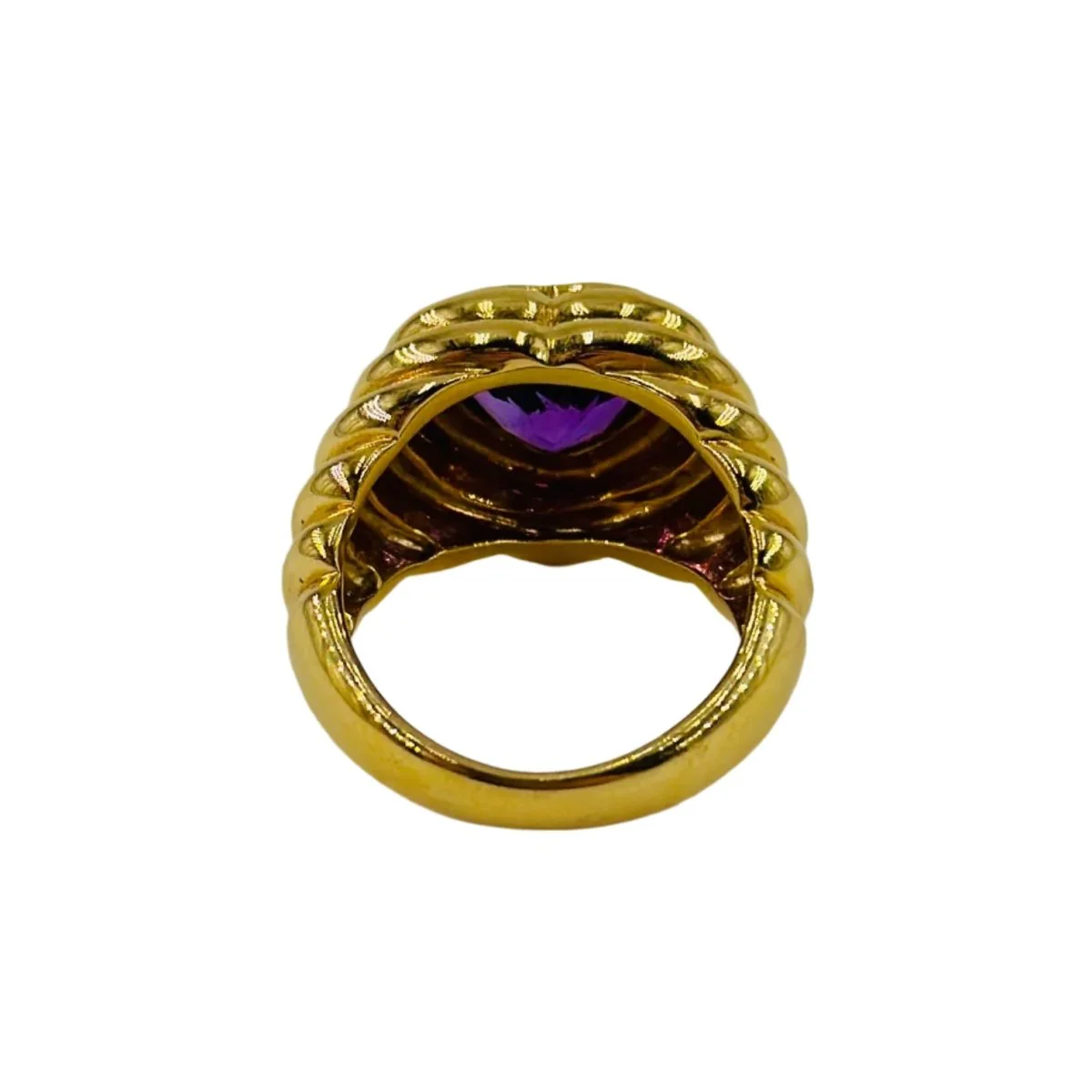 Heart jonc ring in yellow gold and amethyst - Image 4