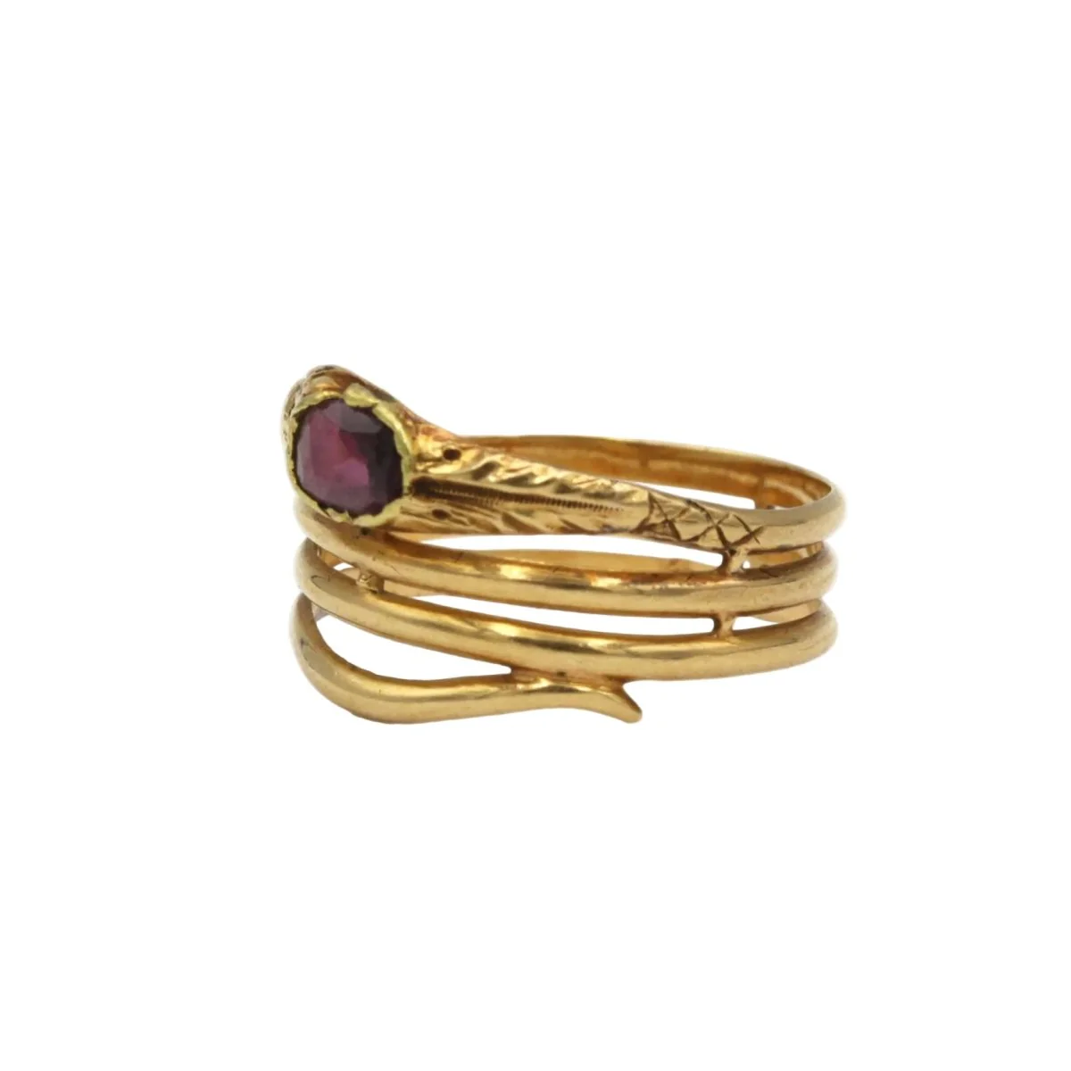 Ring in yellow gold and garnet - Image 2