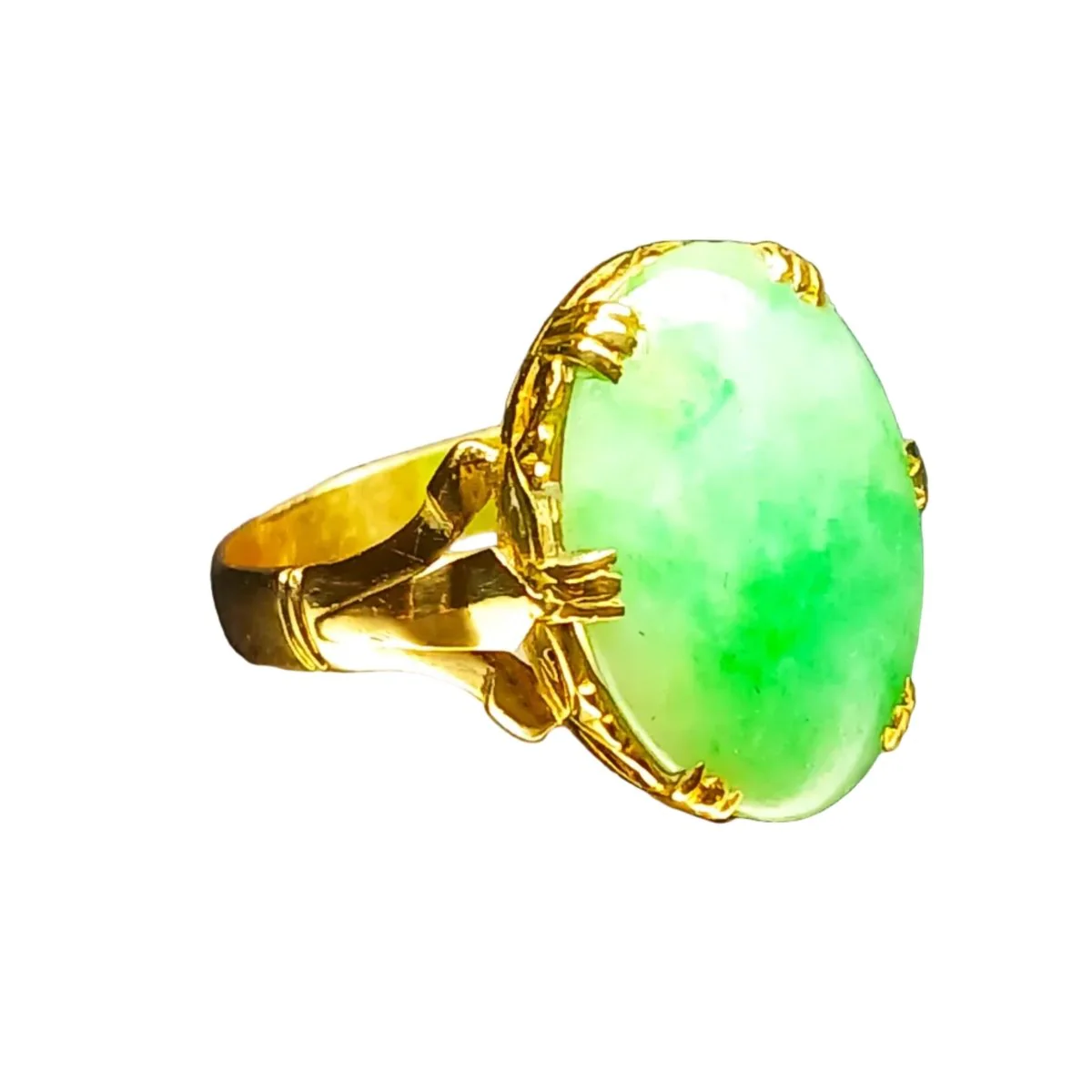 Ring in yellow gold and jade - Image 4