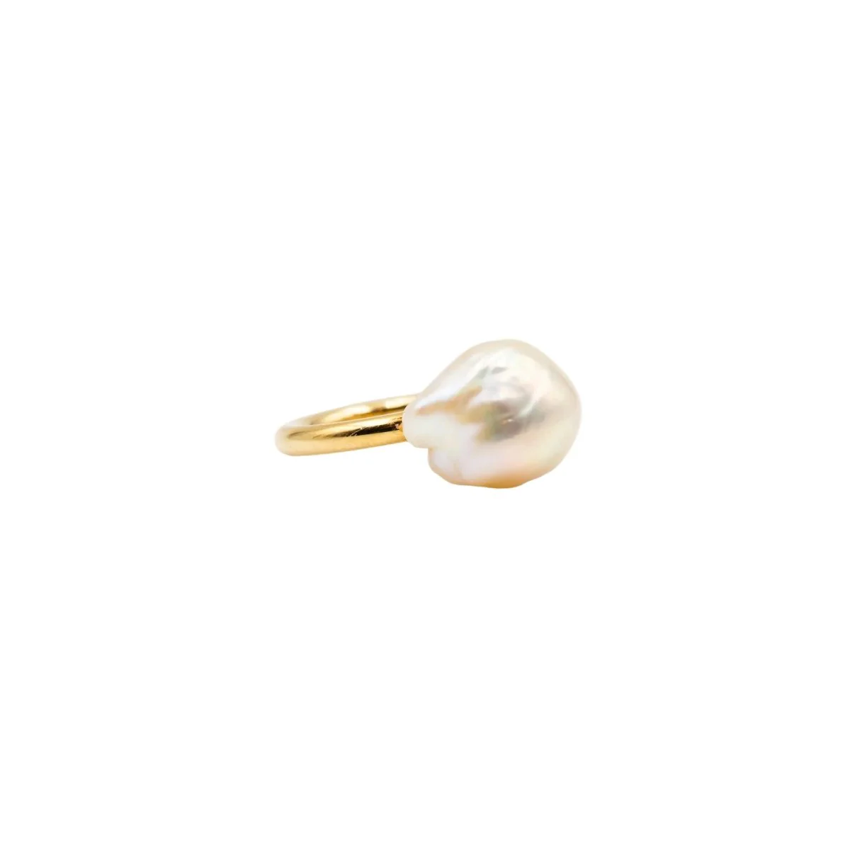 Solitaire ring in yellow gold and pearl - Image 2