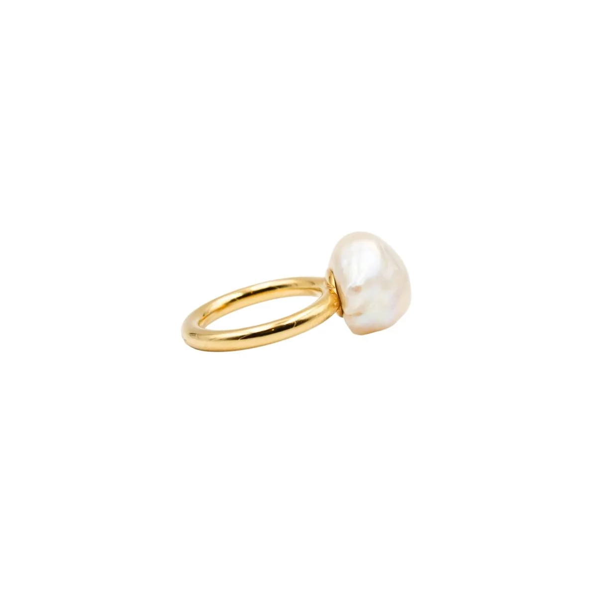 Solitaire ring in yellow gold and pearl - Image 3
