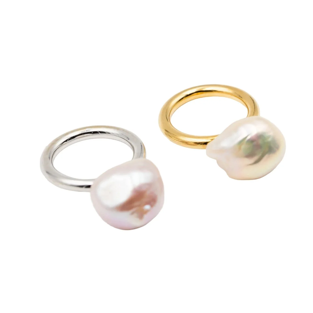 Solitaire ring in yellow gold and pearl - Image 4