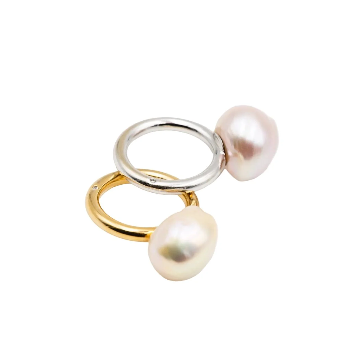 Solitaire ring in yellow gold and pearl - Image 7