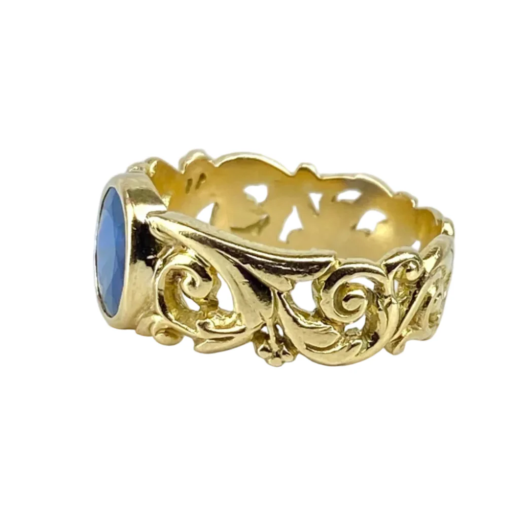 Ring in yellow gold and sapphire - Image 4