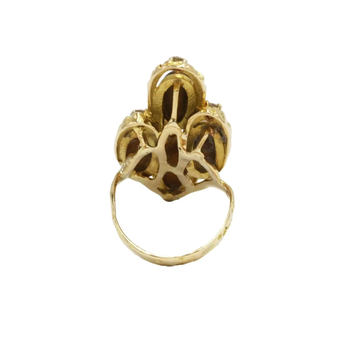 Ring Cocktail in yellow gold, tiger eye and diamonds - Image 4
