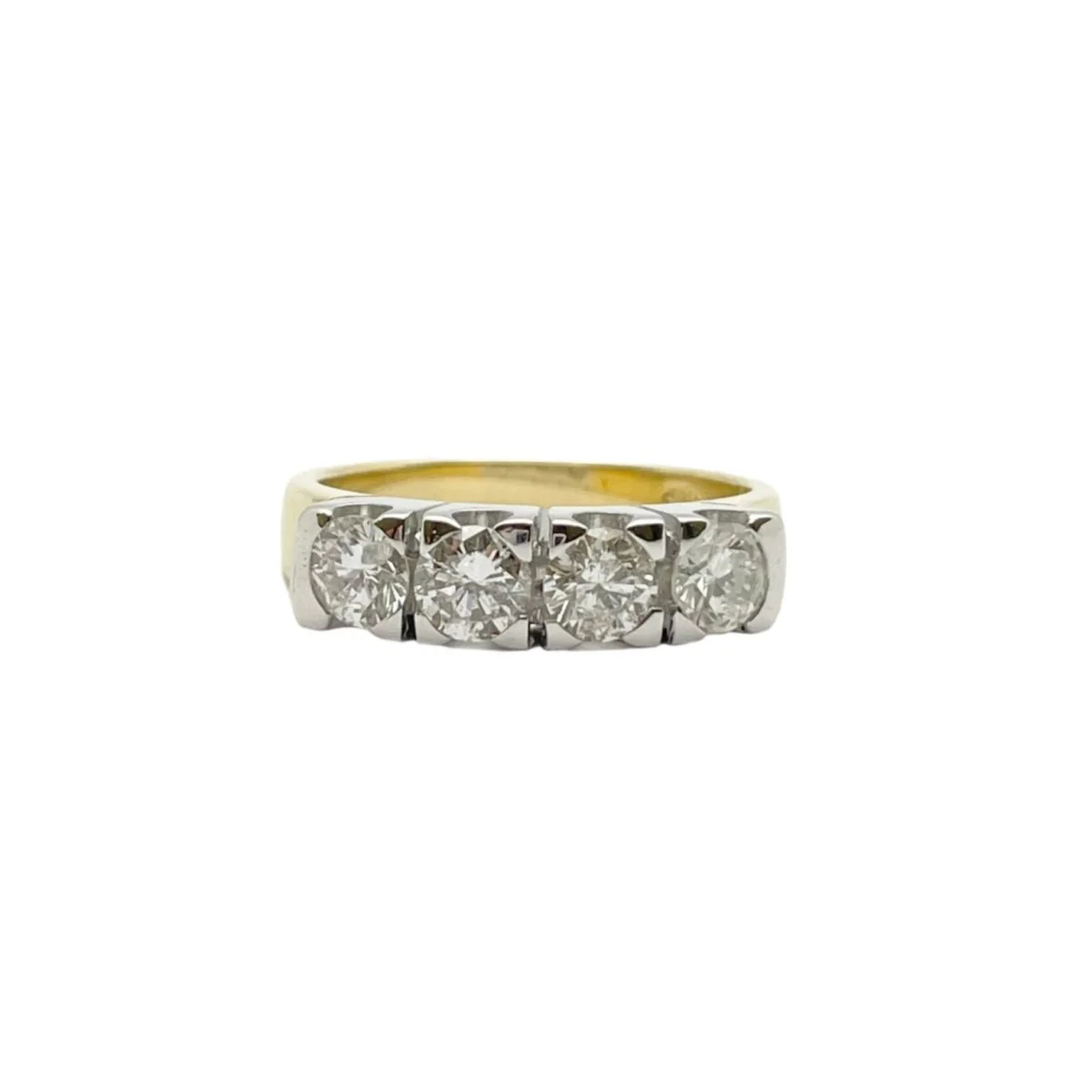 Wedding band in yellow gold, white gold and diamonds