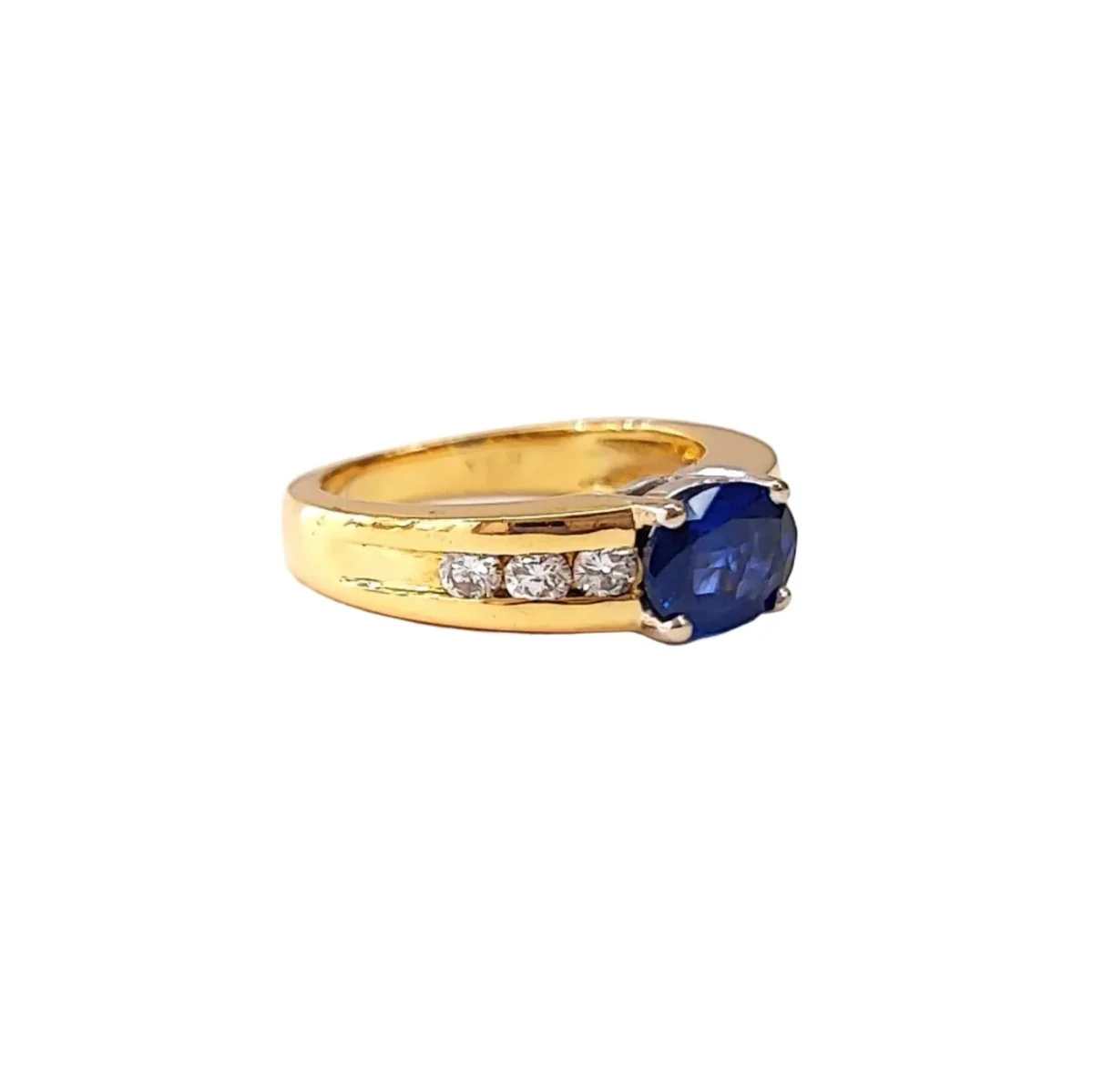 Ring in yellow gold, white gold, sapphire, and diamonds - Image 10