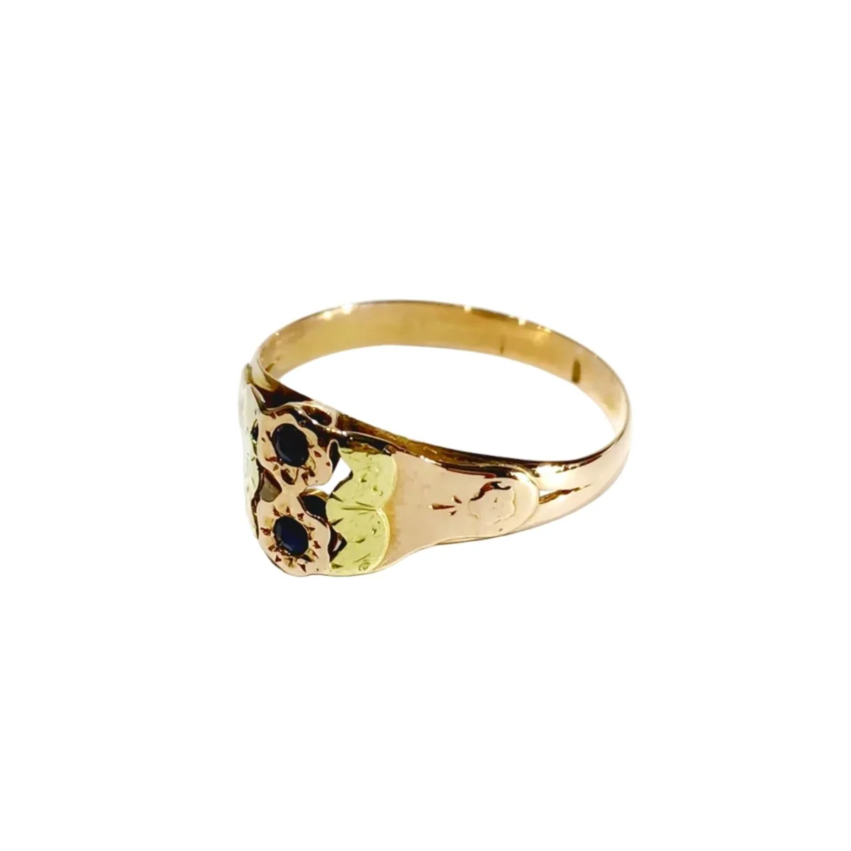 Ring in yellow gold, rose gold and sapphires - Image 3