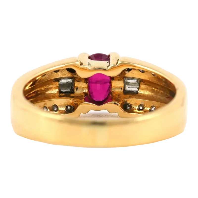 Yellow gold ring with rubies and diamonds - Image 4