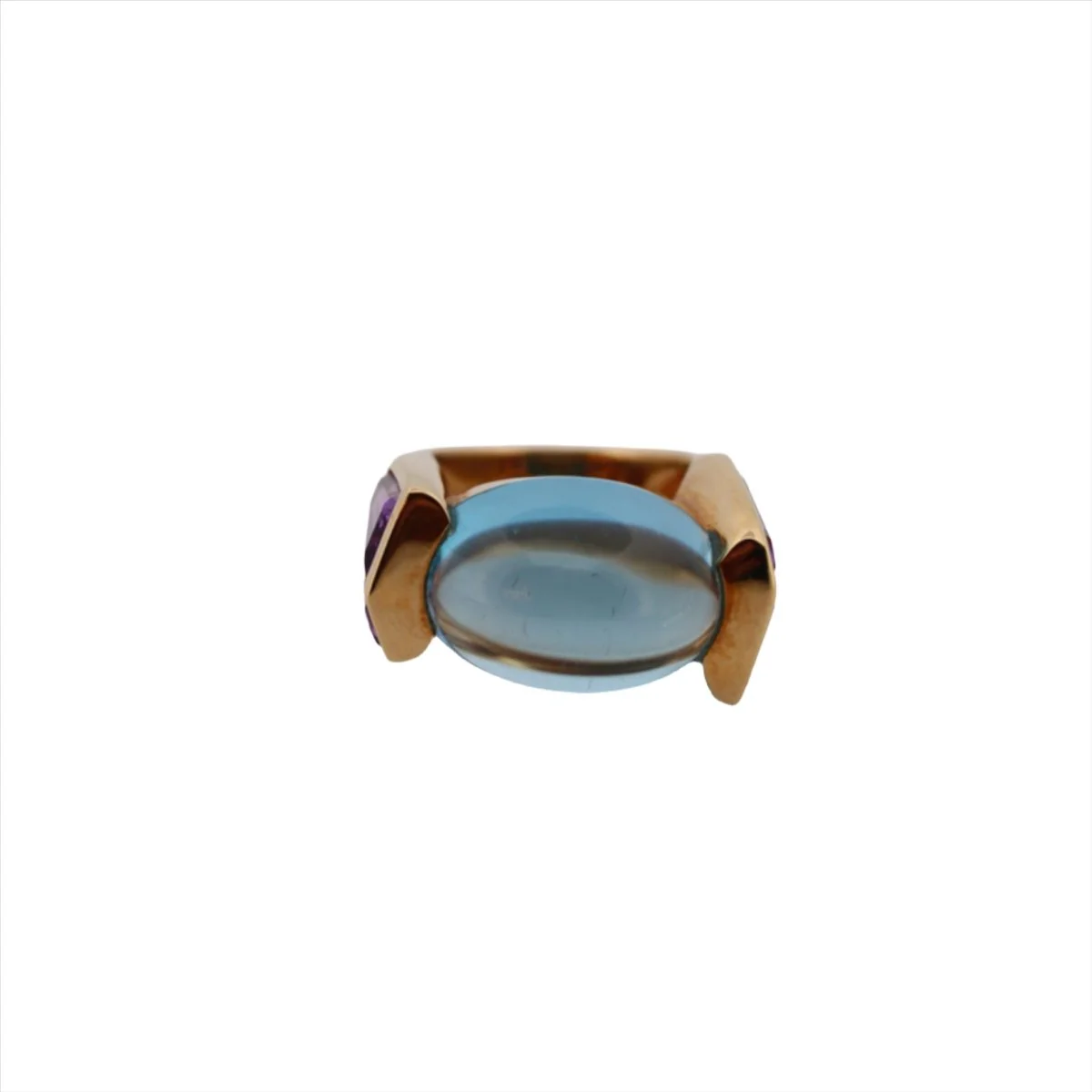 Yellow gold, topaz and amethyst ring - Image 4