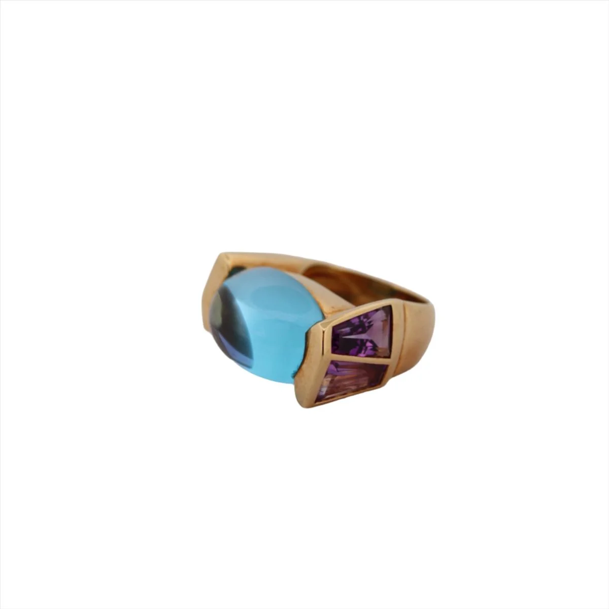 Yellow gold, topaz and amethyst ring - Image 5