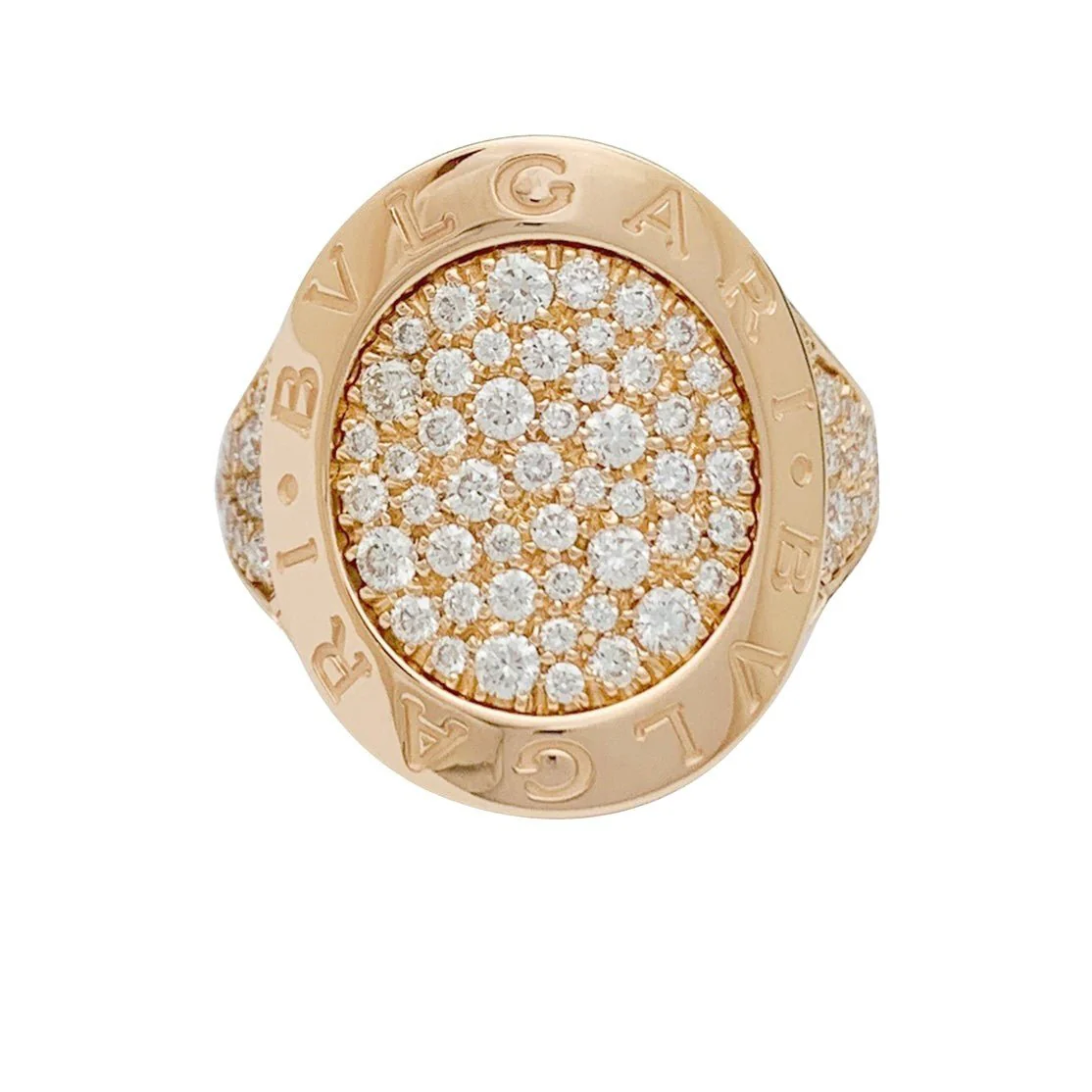 BULGARI ring, “Bulgari Bulgari” model, in pink gold and diamonds - Image 3