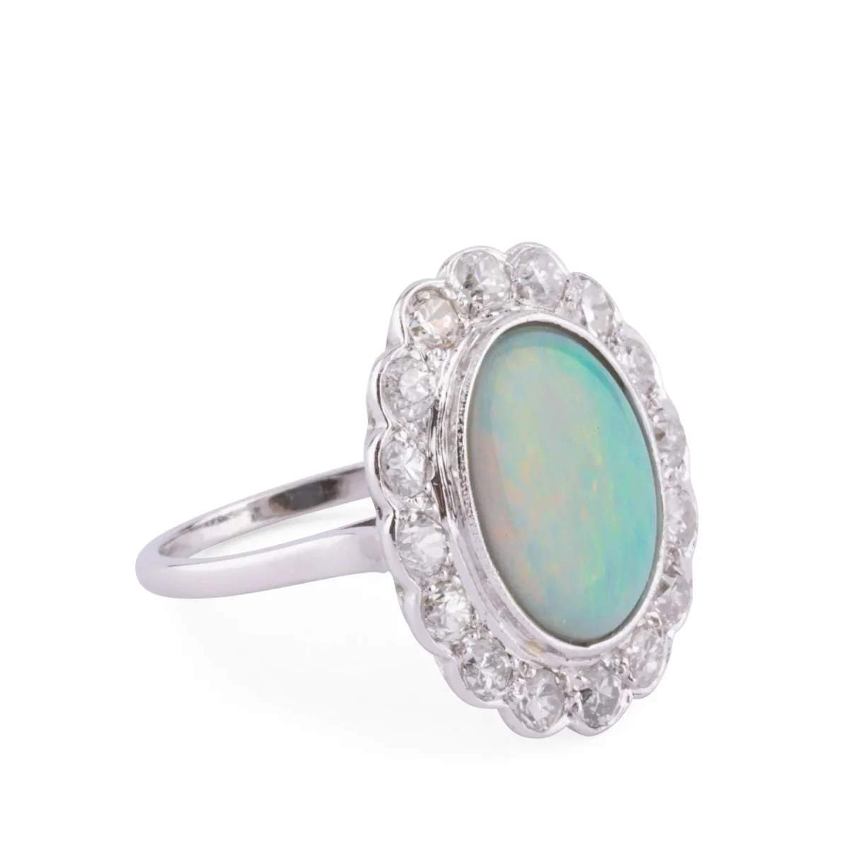 Platinum diamond and opal ring - Image 6