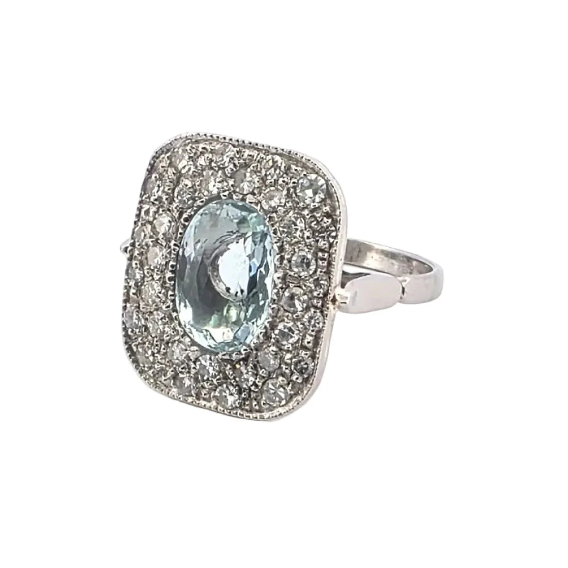 Ring Surroundings in white gold, aquamarine and diamonds - Image 2