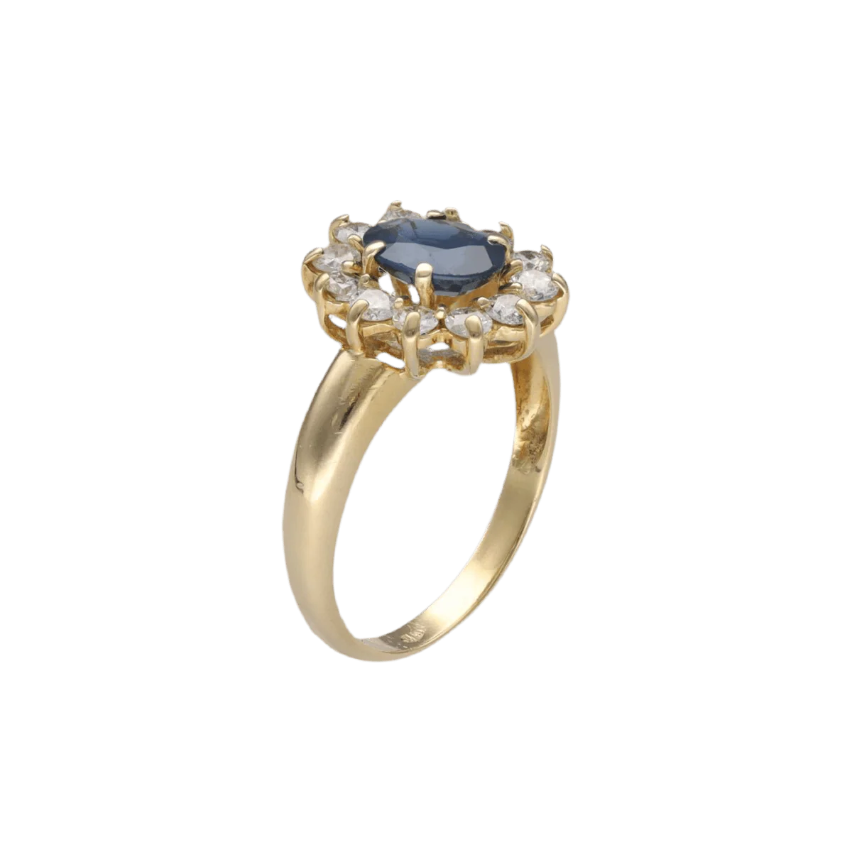 Ring Surroundings in yellow gold, sapphire and diamonds - Image 3