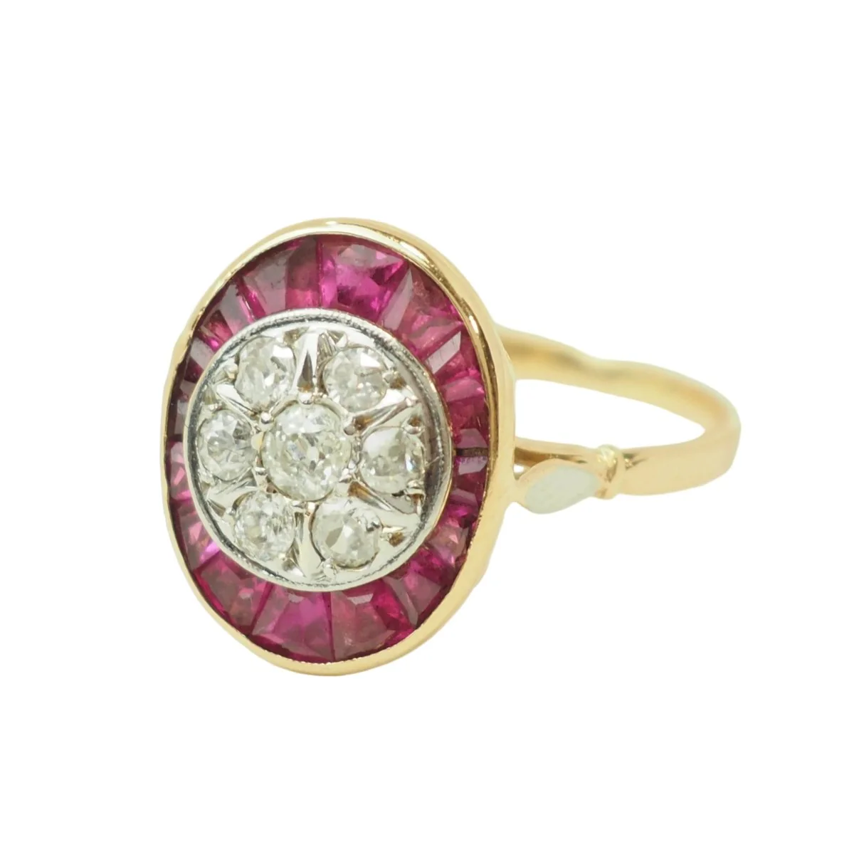 Entourage Ring in Yellow gold, Platinum, Ruby and Diamonds - Image 3