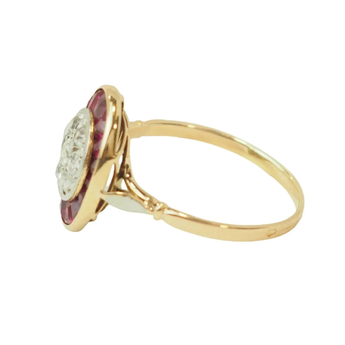 Entourage Ring in Yellow gold, Platinum, Ruby and Diamonds - Image 4