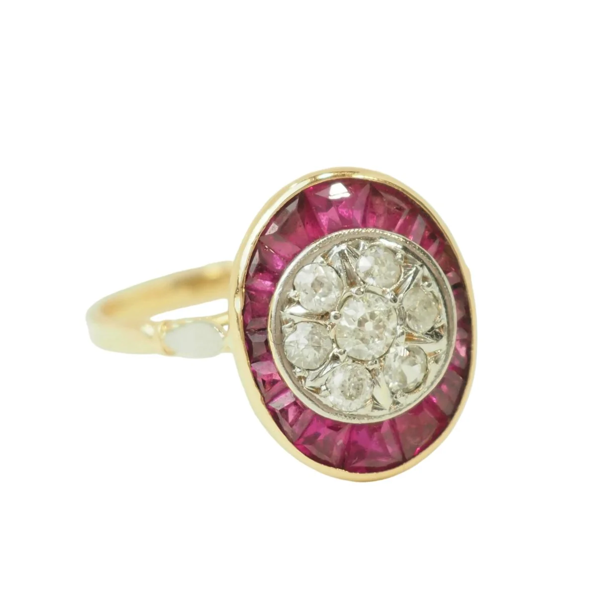 Entourage Ring in Yellow gold, Platinum, Ruby and Diamonds - Image 6