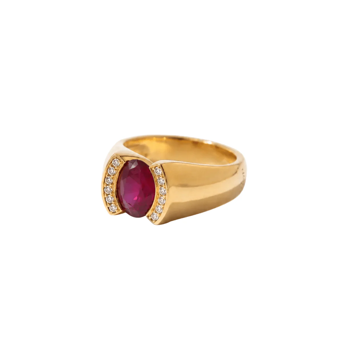 Entourage Ring in yellow gold, rubies, and diamonds - Image 3