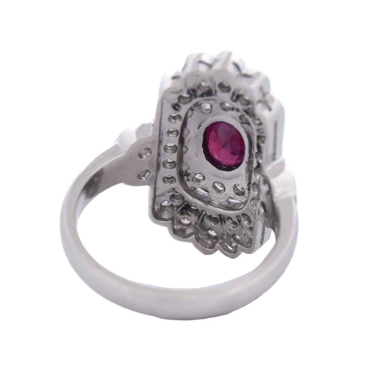 Bague Entourage en platine, rubis et diamants - Image 5