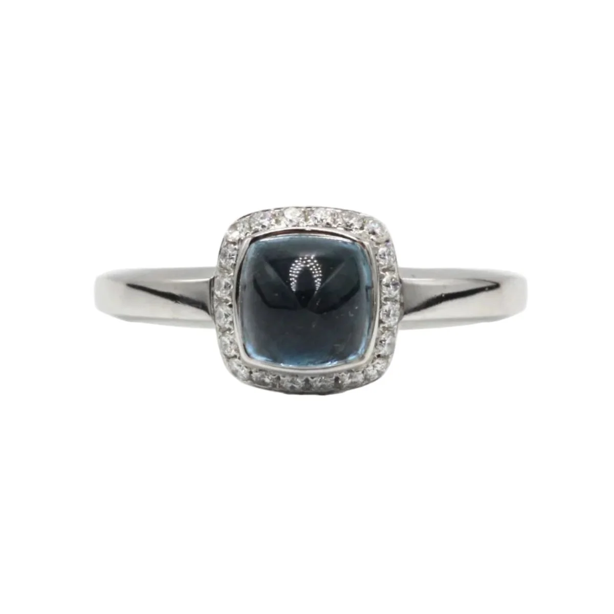 Ring Surrounding FRED "Pain de sucre" in white gold, topaz and diamonds