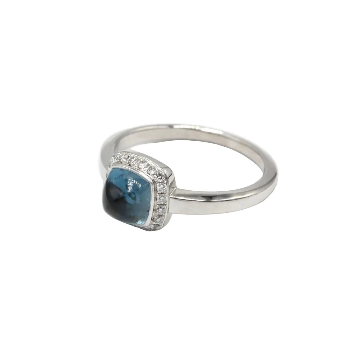 Ring Surrounding FRED "Pain de sucre" in white gold, topaz and diamonds - Image 3