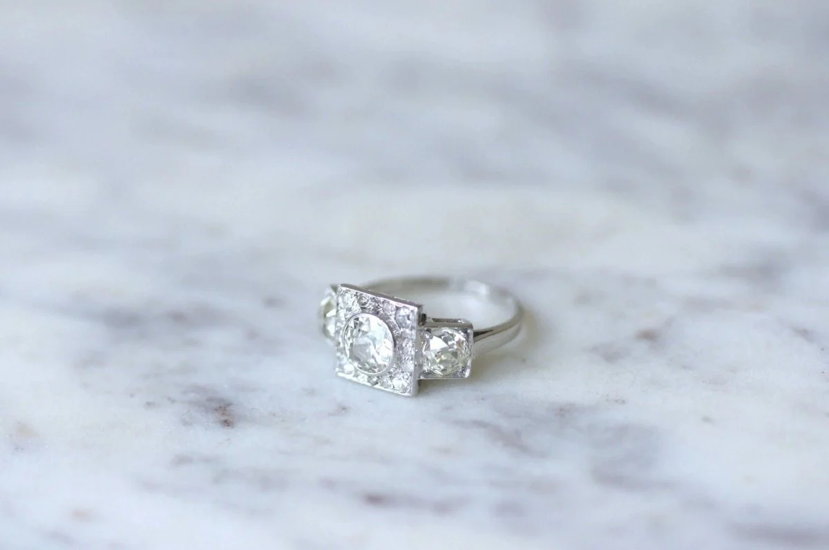 Art Deco 3 diamond ring - Image 8