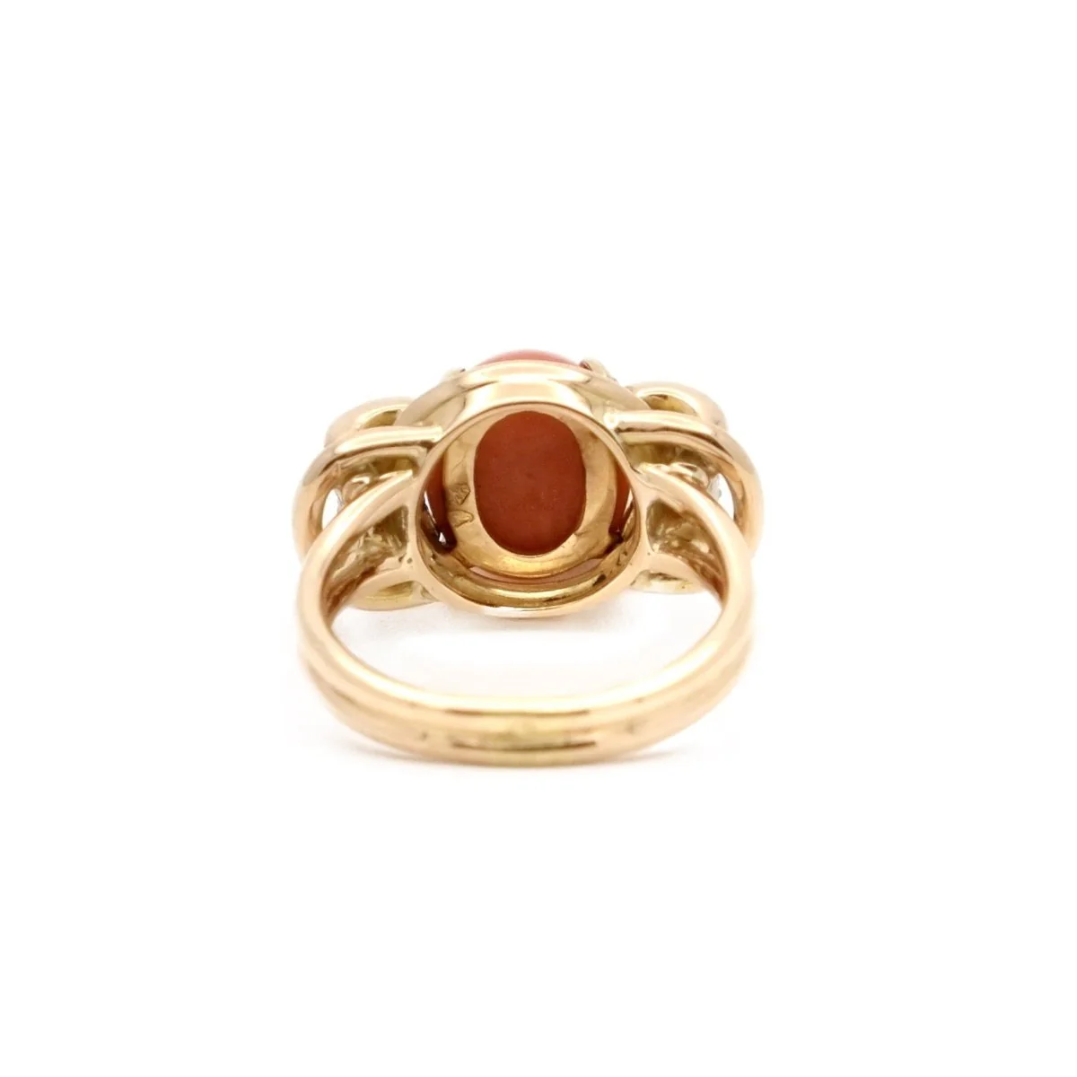 Bague fil d'or en or jaune et or gris corail et diamant - Image 5