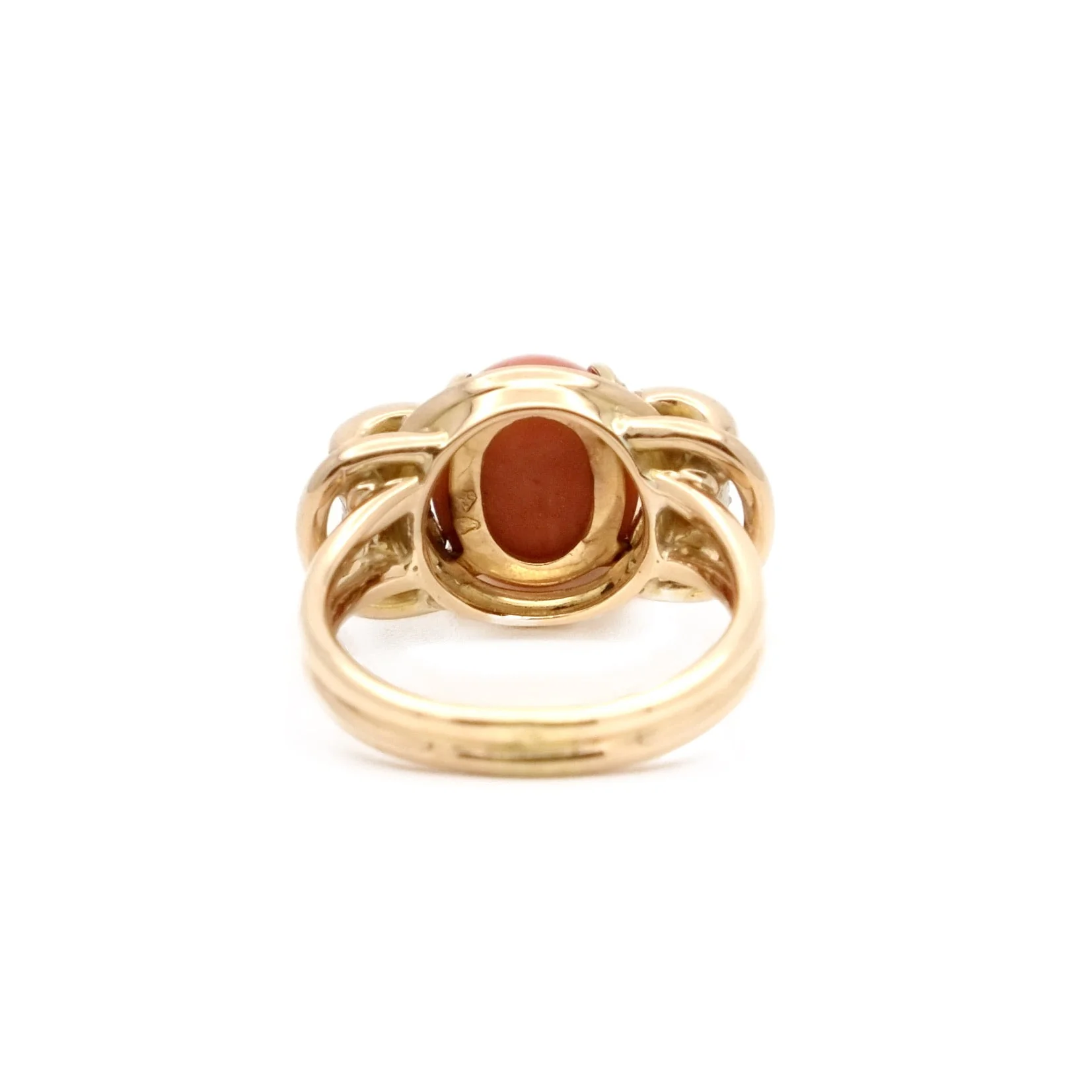 Ring gold thread in yellow gold and coral grey gold and diamond - Image 5