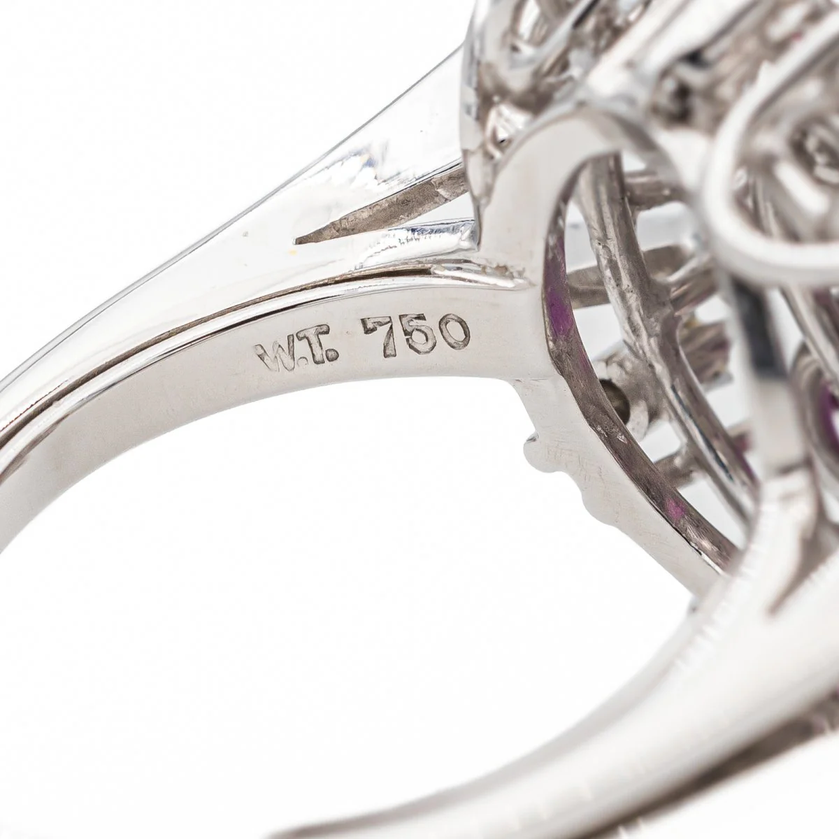 White Gold Ruby Flower Ring - Image 8
