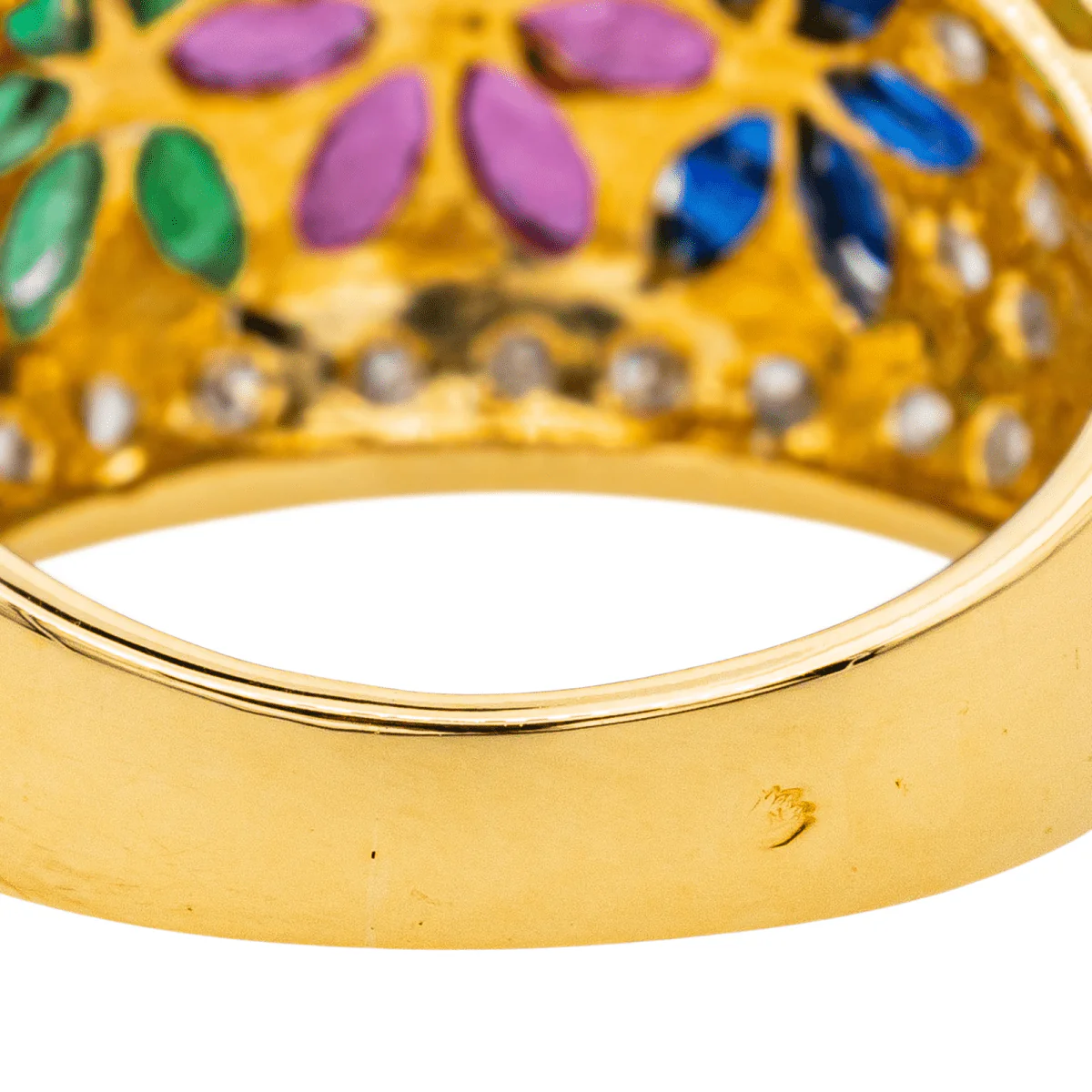 Ring "Flower" in yellow gold, rubies, sapphires, emeralds and diamonds - Image 7