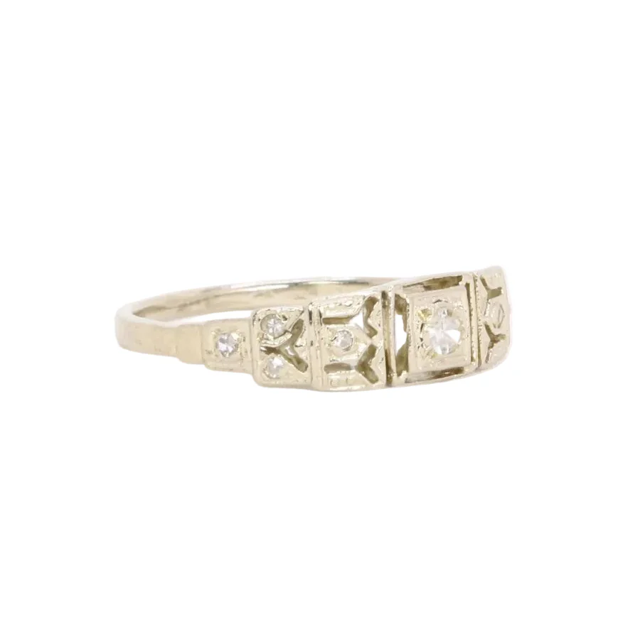 Ring geometric in white gold diamonds - Image 5