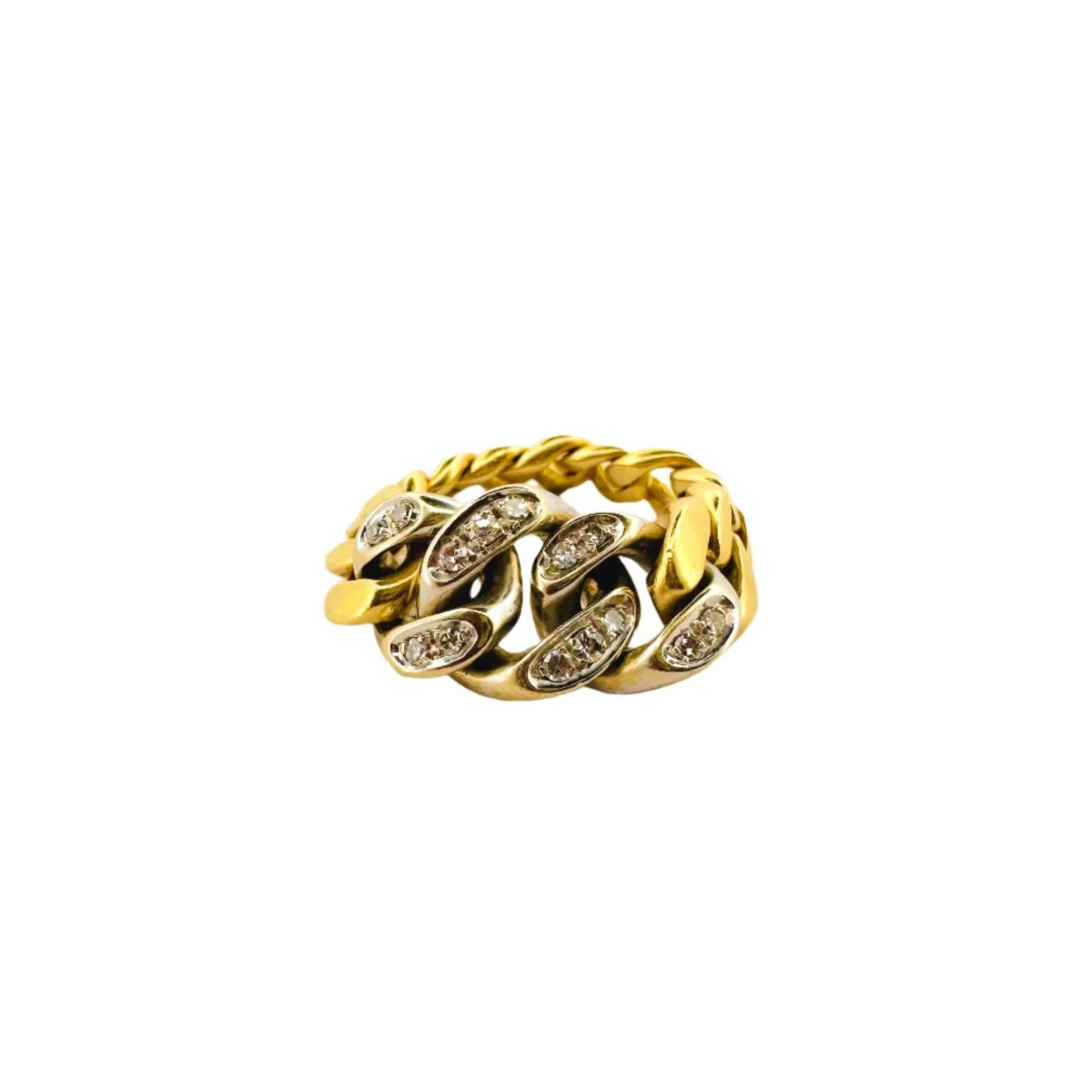 Curb bracelet Ring in colored Golds and Diamonds
