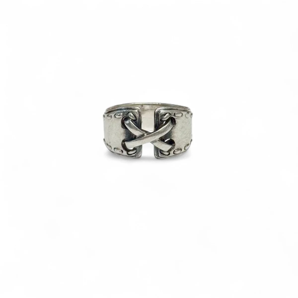 Bague HERMÈS ouverte attache croisillons en argent