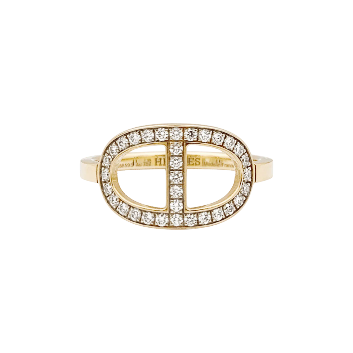 Ring HERMÈS "Contour anchor chain" in rose gold and diamonds