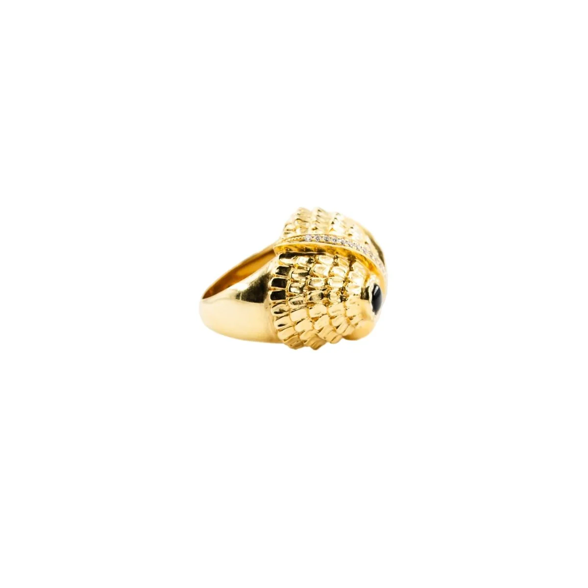 YVONNE LÉON Owl Dome Ring in yellow gold, onyx and diamonds - Image 3