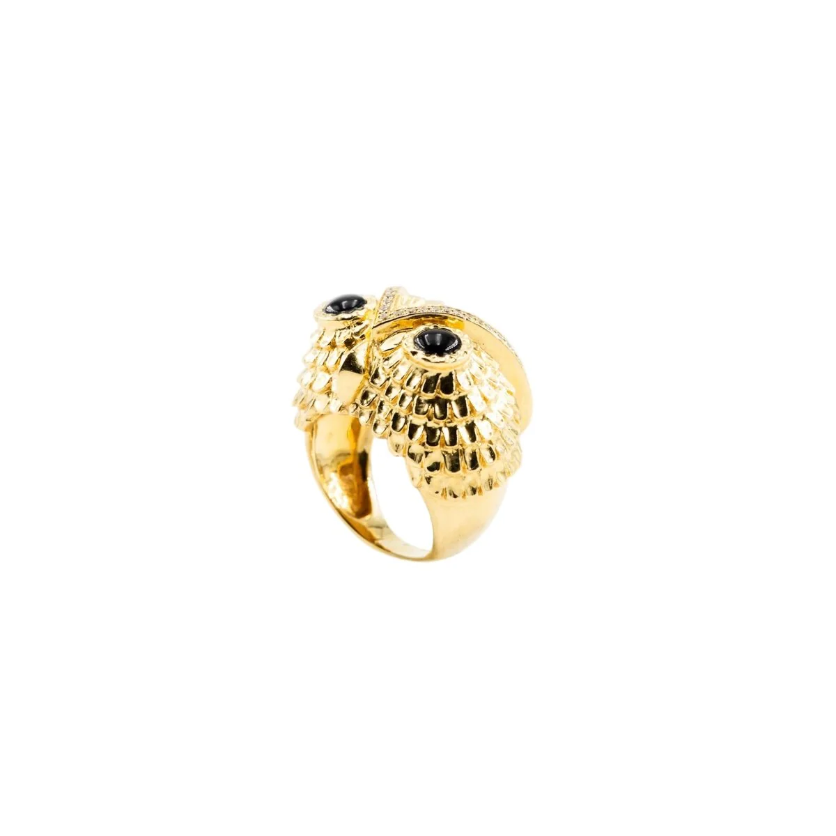YVONNE LÉON Owl Dome Ring in yellow gold, onyx and diamonds - Image 5