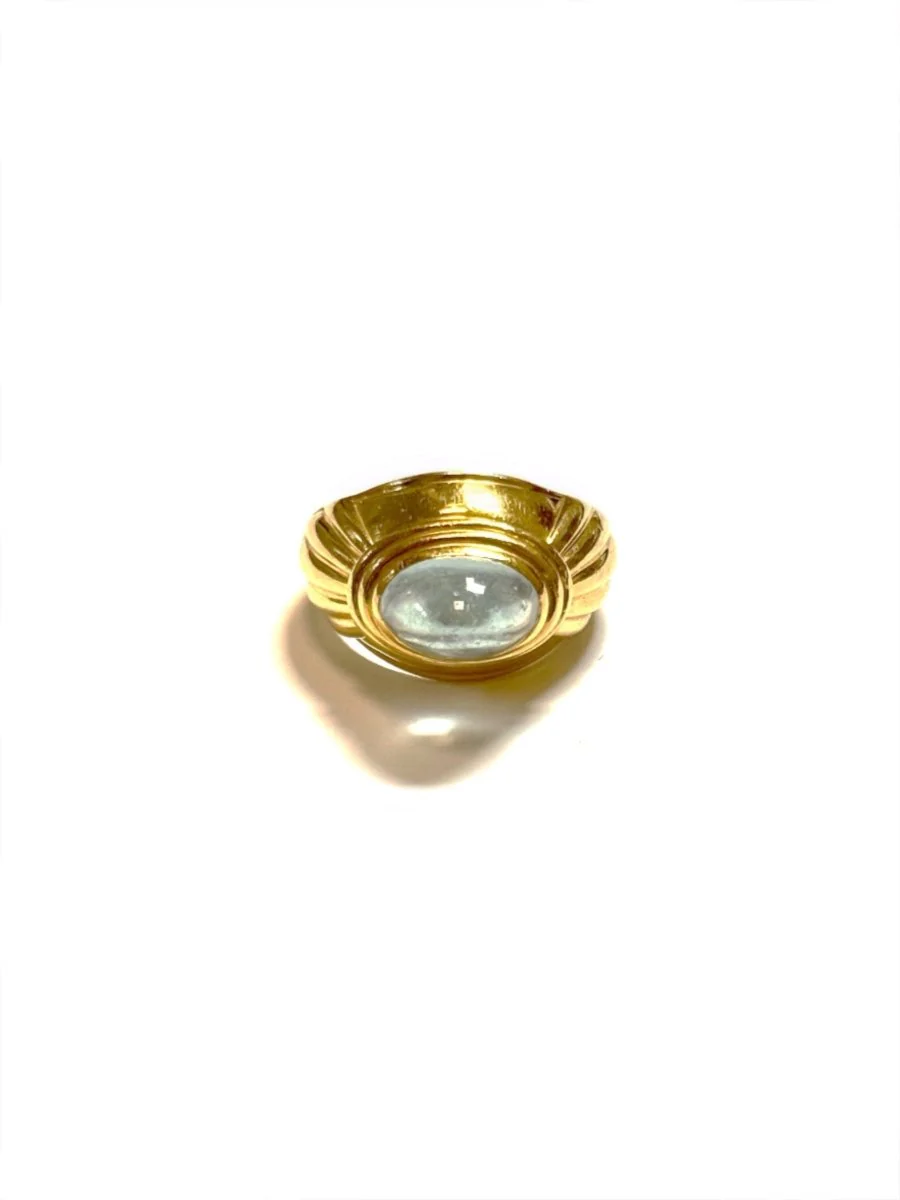 Ring BOUCHERON "Jaïpur" wedding band in yellow gold and aquamarine