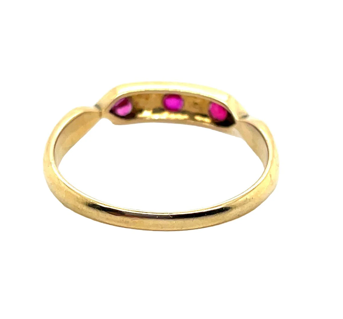 Garter ring in yellow gold, pearls and red stones - Image 2