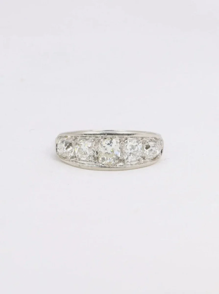 Belle Epoque platinum garter ring with old cut diamonds