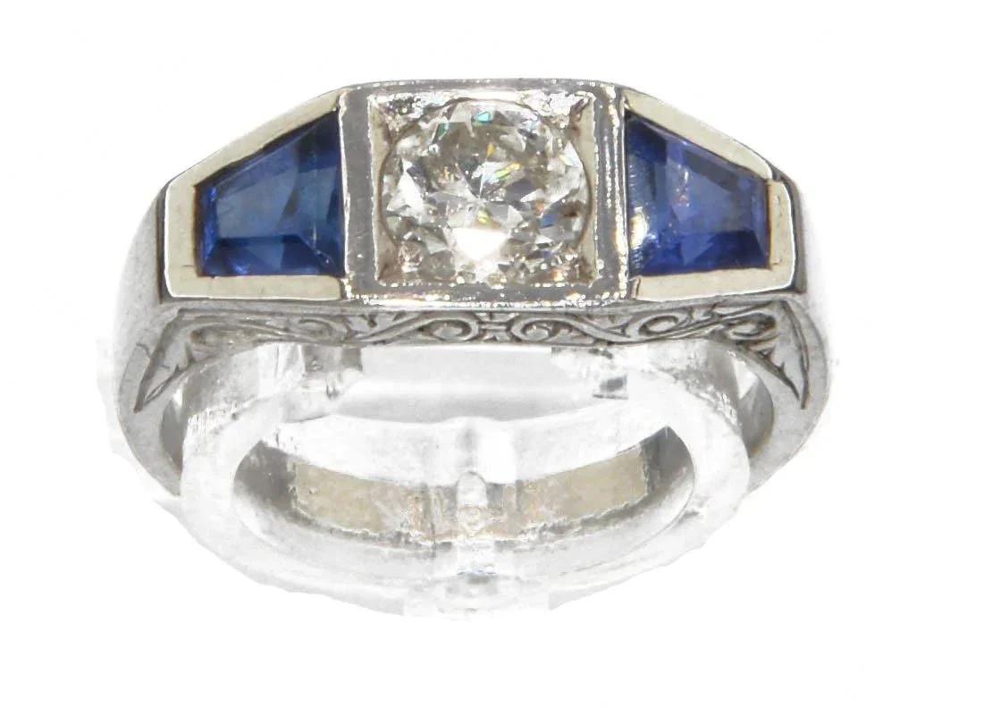White gold diamond and sapphire garter ring - Image 3